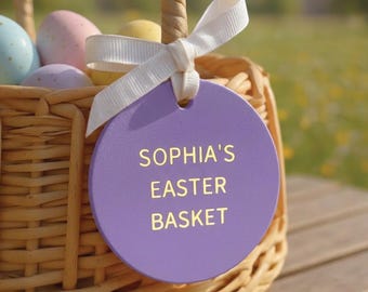Easter Basket Tag with Personalized Name - Leather Egg Hunt Charm