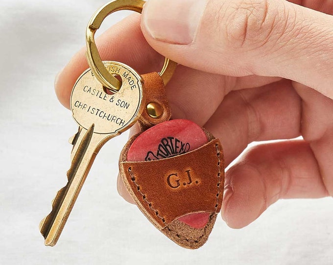 Personalized Leather Plectrum Keychain *US TARIFFS COVERED*