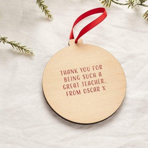 Personalised Teacher Christmas Bauble Scandi Print End of Term Thank You Gift for Teachers Assistants Personalized Teaching Present image 2