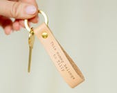 Personalised Leather Loop Keyring, Engraved Gift for Him / Easy Father's Day Gift / Valentine's Day Present / Keepsake Leather Keychain