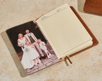 Personalised A5 Leather Journal with Hidden Photo | Personalized Notebook for Father's Day