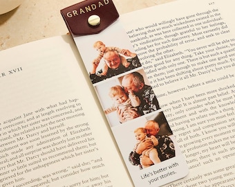 Marcador de página personalizado com foto do vovô - Presente para o Dia dos Pais