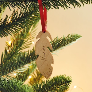 Personalised Feather Remembrance Christmas Decoration - Memorial Christmas Ornament - In Loving Memory Bauble - Personalised Keepsake