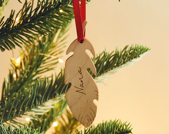 Personalised Feather Remembrance Christmas Decoration - Memorial Christmas Ornament - In Loving Memory Bauble - Personalised Keepsake