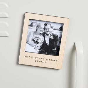 Personalized Magnetic Wood Photo Frame, Handmade Anniversary Gift
