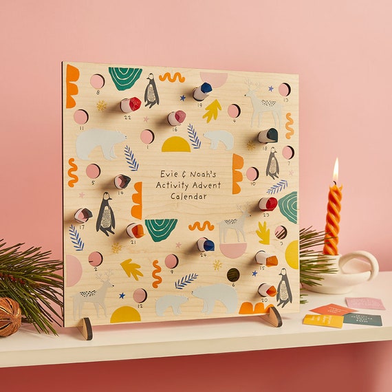 Personalised Childrens Activity Advent Calendar Alternative Advent Calendar  With Festive Activity Ideas for Kids Reusable Wooden Advent - Etsy