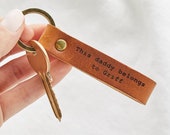 Personalized Leather Loop Keyring, Engraved Keychain