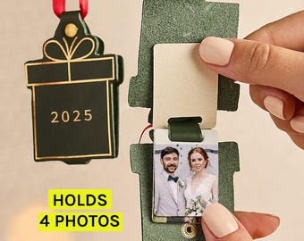 Personalized Leather Photo Christmas Ornament | Handmade Keepsake Bauble