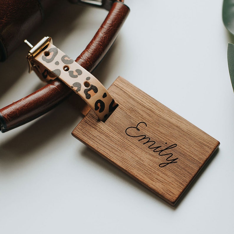 personalised wooden luggage tags