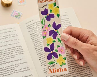 Personalized February Birth Flower Leather Bookmark *US TARIFFS COVERED*