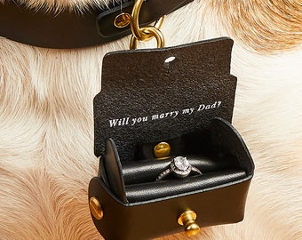 Personalised Dog Proposal Engagement Ring Pouch | Pet Proposal Idea | Leather Ring Box For Proposing With Your Dog | Ring Box for Dog Collar