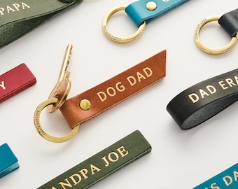Personalized Dog Dad Leather Keychain - Father's Day Gift from the Dog