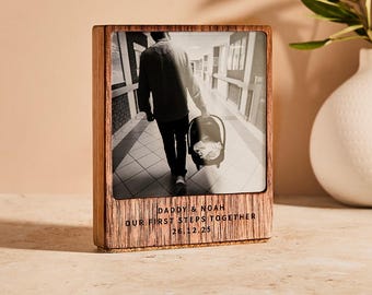 Personalised New Daddy Baby Wood + Acrylic Photo Block *US TARIFFS COVERED*