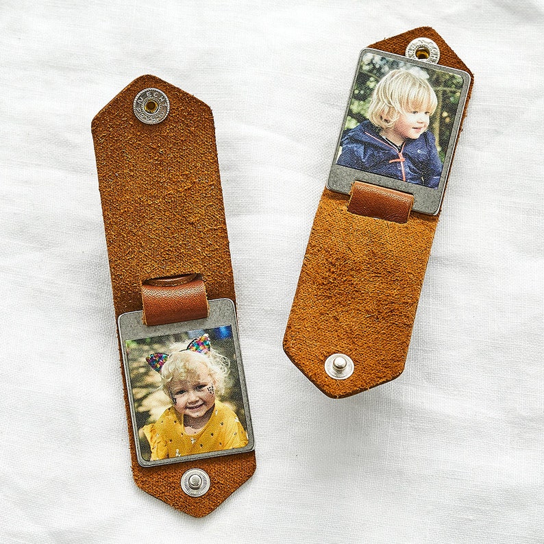 Personalised Double Photo Keyring With Leather Case. Leather Etsy