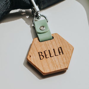 Personalised Wooden School Bag Tag + Quote | Name Tag for Kids Back Pack | Personalized Stocking Filler or Back to School Gift for Children