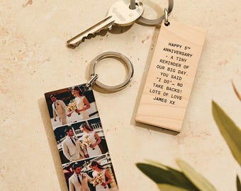 Photobooth Keychain -  Personalised 5th Anniversary Gift for Him