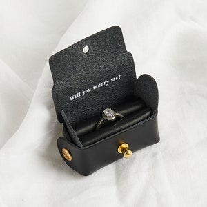 Personalised Leather Engagement Ring Pouch Alternative Engagement Ring Box for Proposal 'Will You Marry Me' Leather Ring Pouch image 1