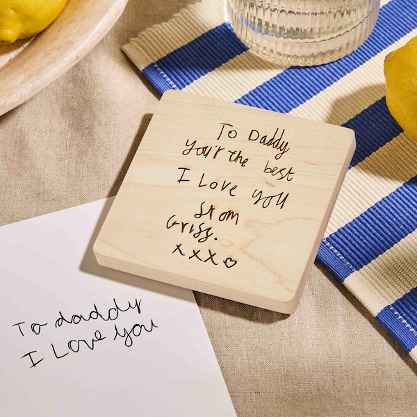 Gepersonaliseerde houten onderzetter met handschrift voor kinderen *US TARIEFS COVERED*