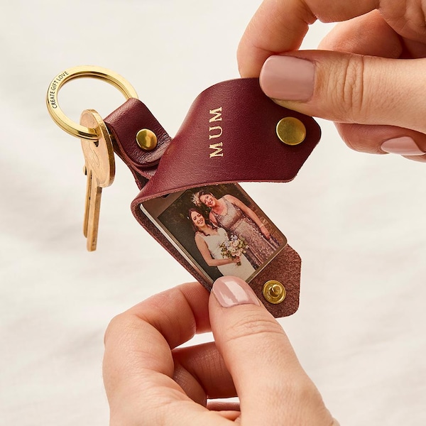 Personalized Photo Leather Keyring for Her *US TARIFFS COVERED*