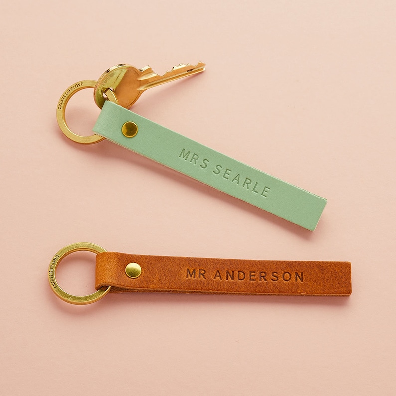 Personalised Leather Keyring Teacher Gift End of School Term Thank You Gift Personalized Keychain for Teachers UK Handmade image 1