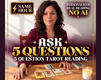 Same Hour Extra Detailed 5 Question Tarot Reading, No Sugar Coating, Honest Psychic Prediction (Personalized Written Reading)
