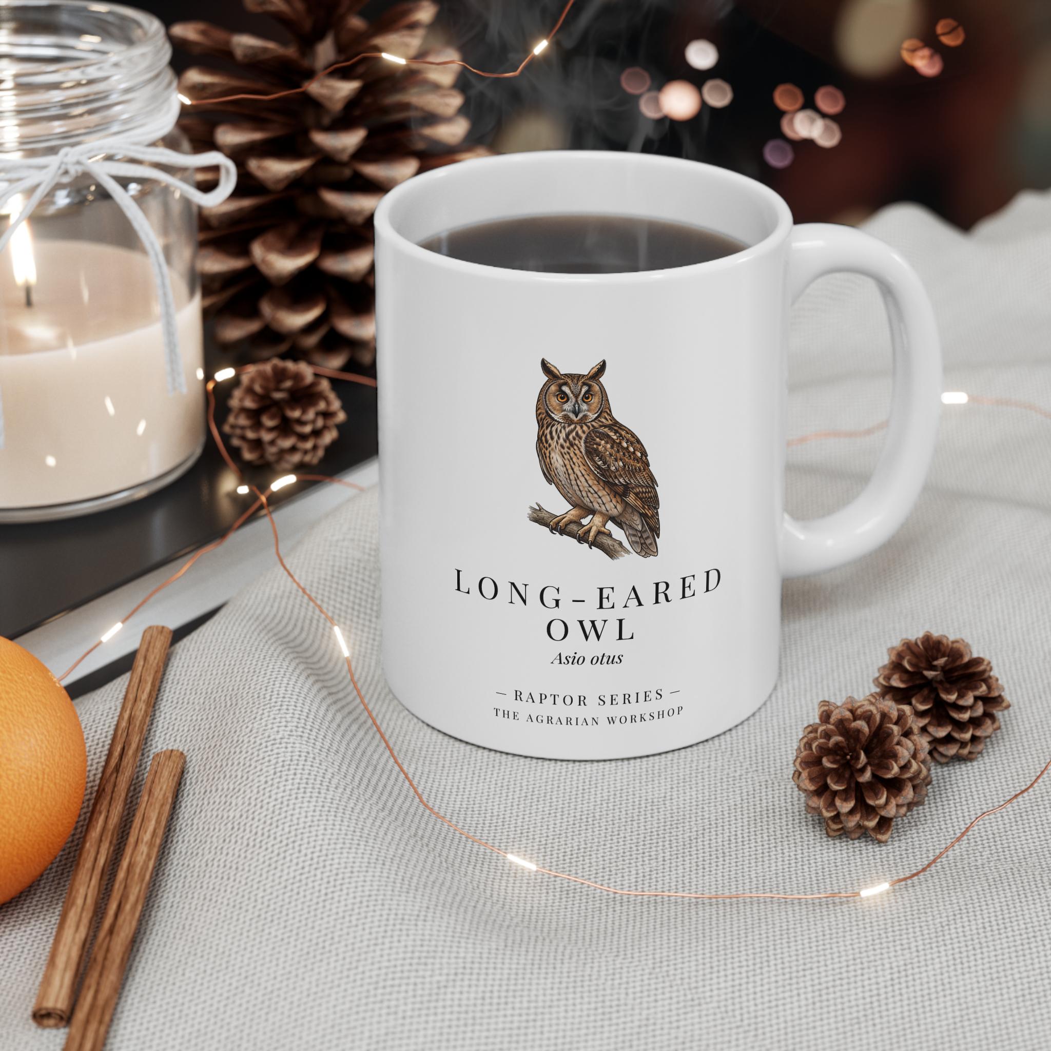 Long-Eared Owl Mug, Illustrated Bird of Prey, Raptor Series, Birdwatching Gift, Wildlife Gift