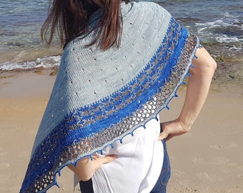 Hand Knitted shawl Women’s shawl, PDf knitting pattern, VIsual Flowers shawl, scarf, Women’s scarf, Wrap, Half Round Shawl, Instant Download