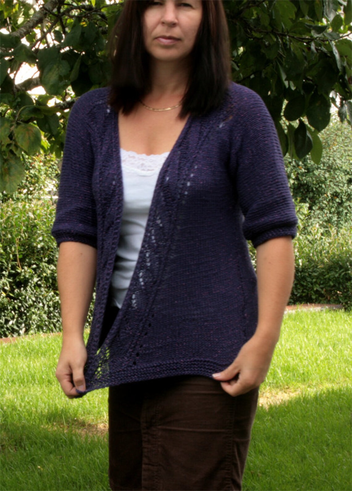 Knit Cardigan PDF Pattern, Knit in One Piece, Summer Cardigan Poppy