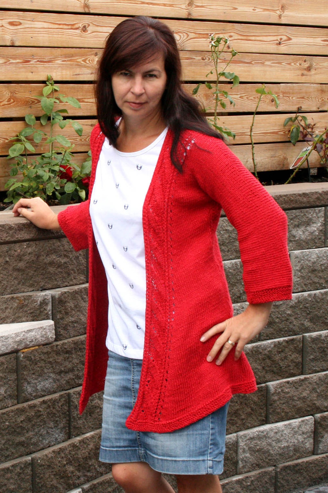 Knit Cardigan PDF Pattern, Knit in One Piece, Summer Cardigan Poppy