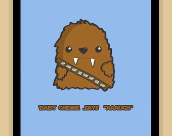Baby Chewbacca Nursery Art modern print poster