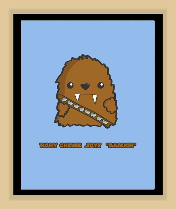 Baby Chewbacca Nursery Art Modern Print Poster Etsy