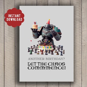 instant download CHAOS COMMENCE birthday card geeky