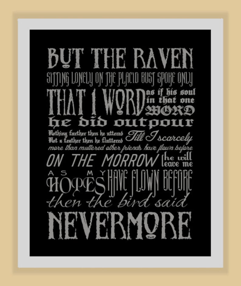 NEVERMORE Edgar Allan Poe Quote Modern Print Poster Etsy
