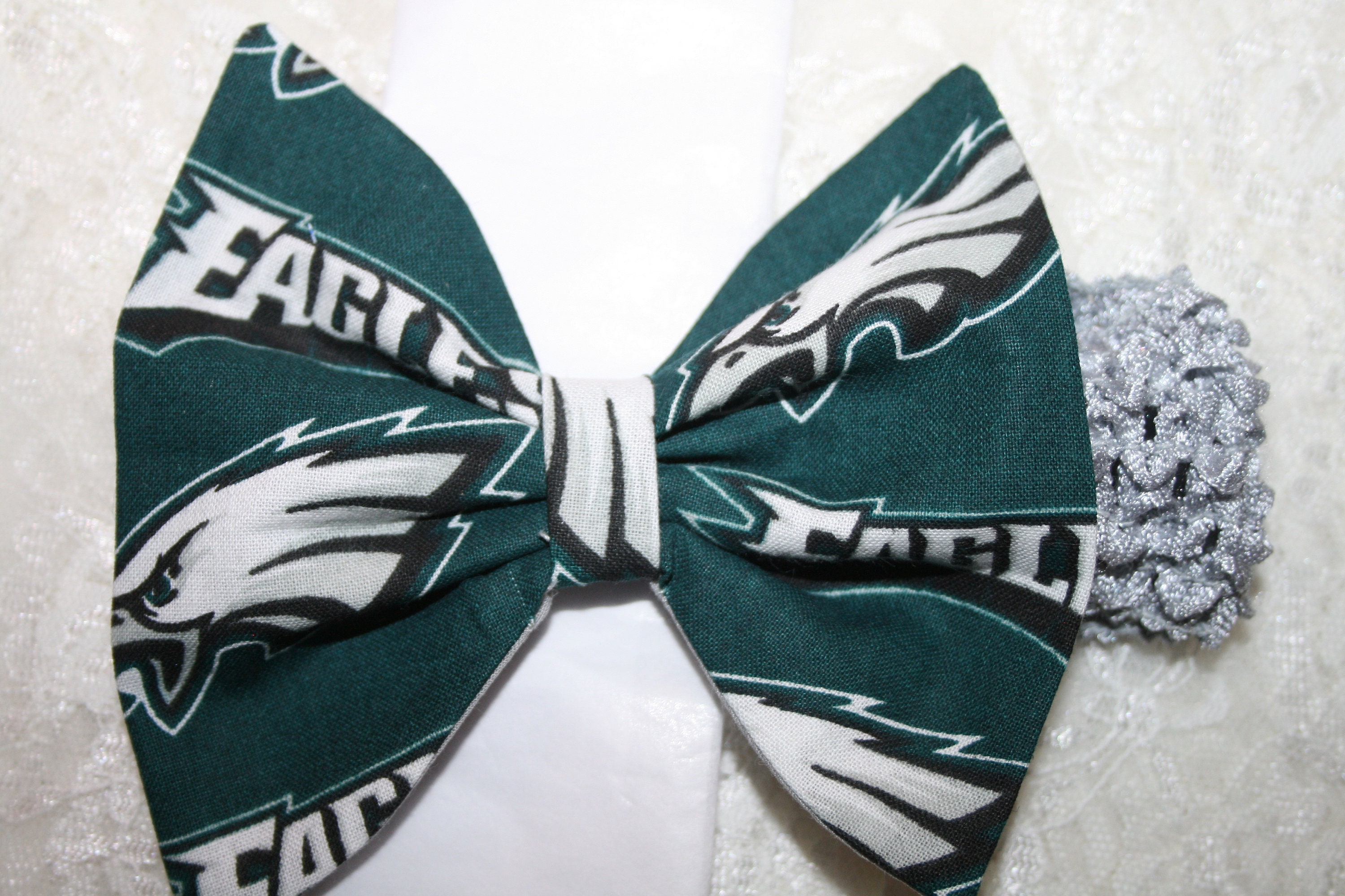 45 or 6 In. Philadelphia EAGLES Football Fabric Hair Bow Bows Etsy