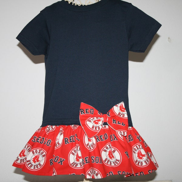 Boston RED SOX Baseball Dress Baby Girls Infant Toddler Toddlers Baseball Game Day Team Dresses on Navy and Red 6 Mo ~ 4T