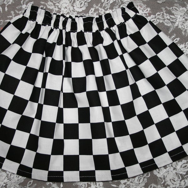 Girls INDY 500 Skirt Toddler Toddlers Youth Black & White Racing Checks Little Girl Skirts Kids Clothes 6 Mo ~ 8/9