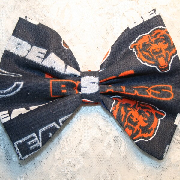 Little Girls 5 inch GLITTERED Chicago BEARS Headband Barrette Football School Game Day  Baby Girls Infants Toddlers Teens Hair Bows