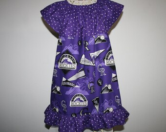 4T Little Girls DENVER ROCKIES Baseball Peasant DRESS Toddlers Dresses Wear the Dress All Year by adding a Tee