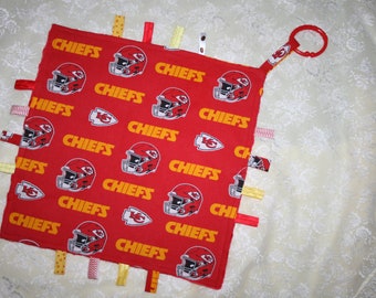 Kansas City LOVEY CLOTH Baby Girl or Boy ~ Sensory Lovey Cloth ~ Baby Tag Cloth ~ Chiefs Football Lovey ~ Perfect Baby Shower Gifts