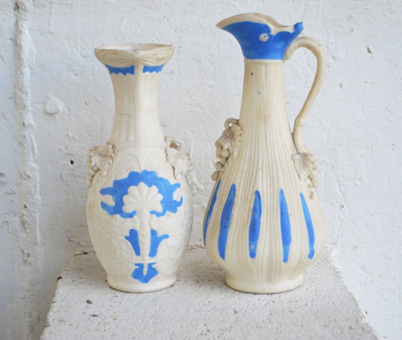 MidCentury/Parian Ware/Bisque BlueWhite/Porcelain Vases Etsy