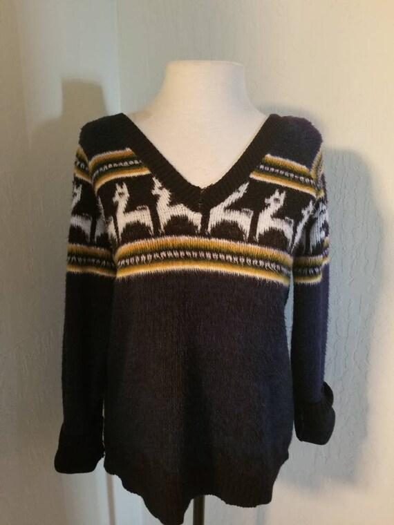 Navy blue alpaca sweater/Ski sweaters/Peruvian/Ran