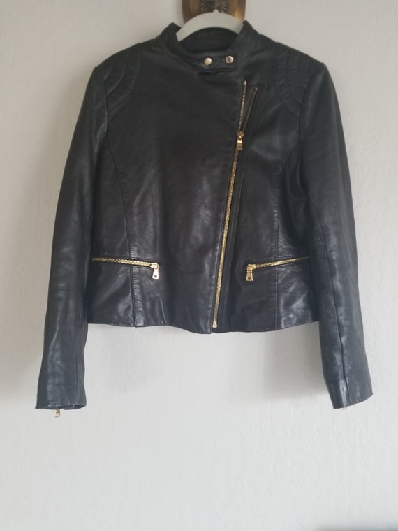 Leather jacket,Black leather,Vintage worn leather,