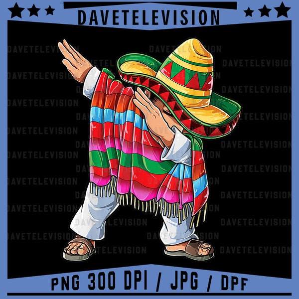 Dabbing Mexican Poncho Png, Cinco de Mayo Men Png, Sombrero Funny Dab Png, Funny Mexican Wearing Hat Png, Mexican festival png