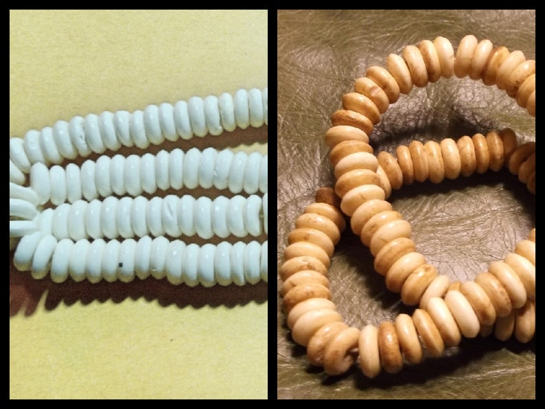 Carved Bone Beads Buffalo Bone Hair Pipe Beads Brown Color 1/" 50pc