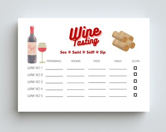 Wine Tasting Card Wine Tasting Printable Wine Tasting Scorecard Wine Tasting Score Card Wine Tasting Party Wine Tasting Sheet Wine printable