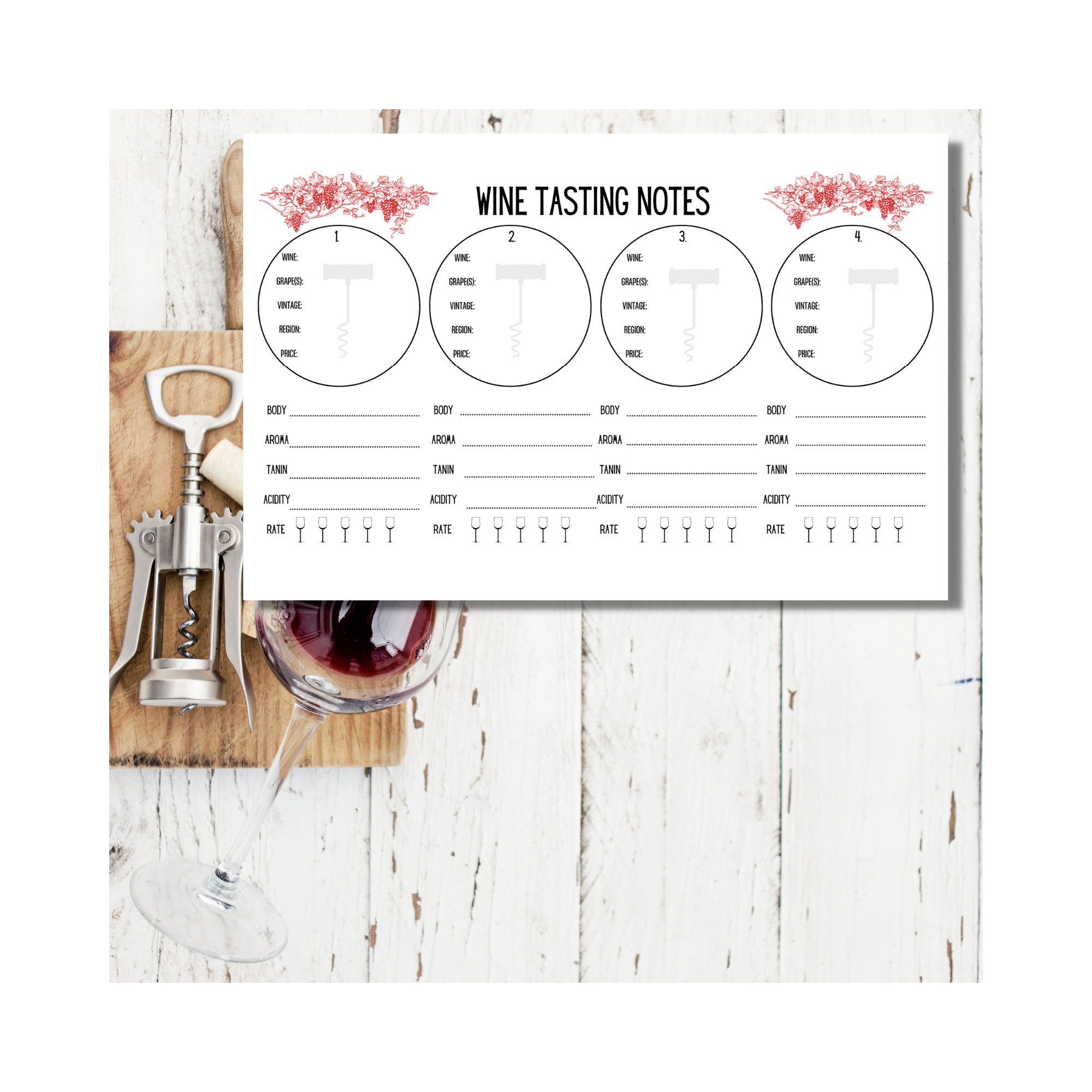 Wine Tasting Scorecard Wine Tasting Printable Sheet Wine Tasting Card ...