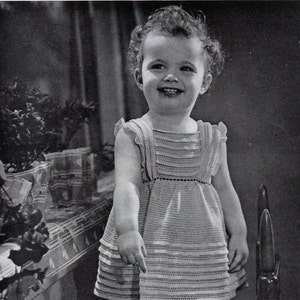 Girls Crochet Dress Pattern, Size 2 to 3, Vintage 1940, Toddler Dress Pattern,  Instant Download PDF