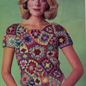 Patchwork Crochet Shell Top Pattern, Womens Boho Hippie Crochet Pattern, Shell Pattern, PDF Instant Download,