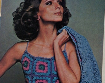 Crochet Camisole Top Sweater Set Pattern, Crochet Granny Squares, Patchwork Hippie Chic Clothes, PDF Instant Download