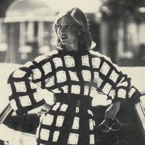Hairpin Lace Loom  Sweater Vintage Pattern PDF Instant Download Hippie Chic EPattern granny square Style